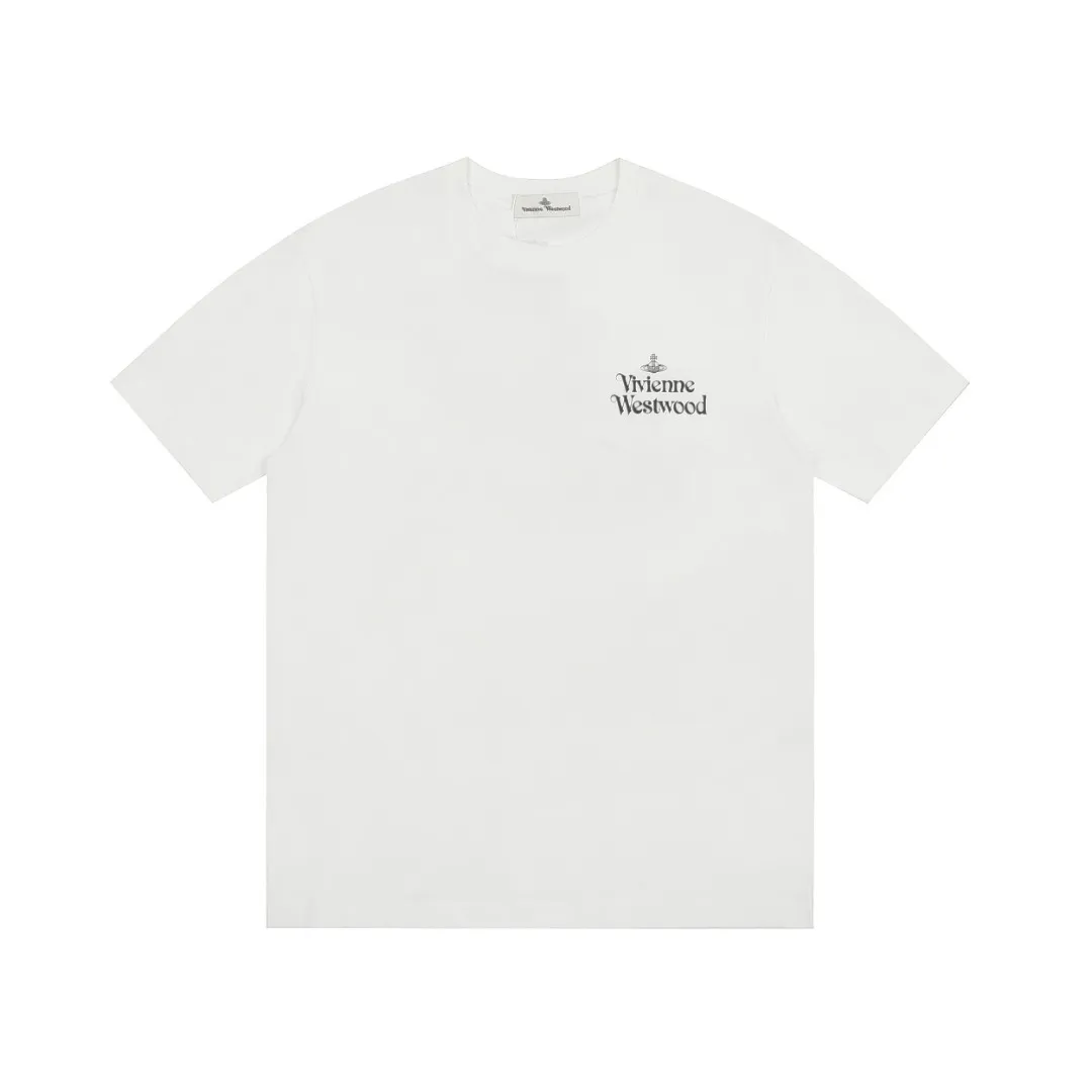 vivienne west wood Queen Mother West classic logo printed short sleeves, color matching, high-end niche, fashionable must-have matching style, 2024 top hot style, no need to say more, just open the details. Size: XS-L Color: black white